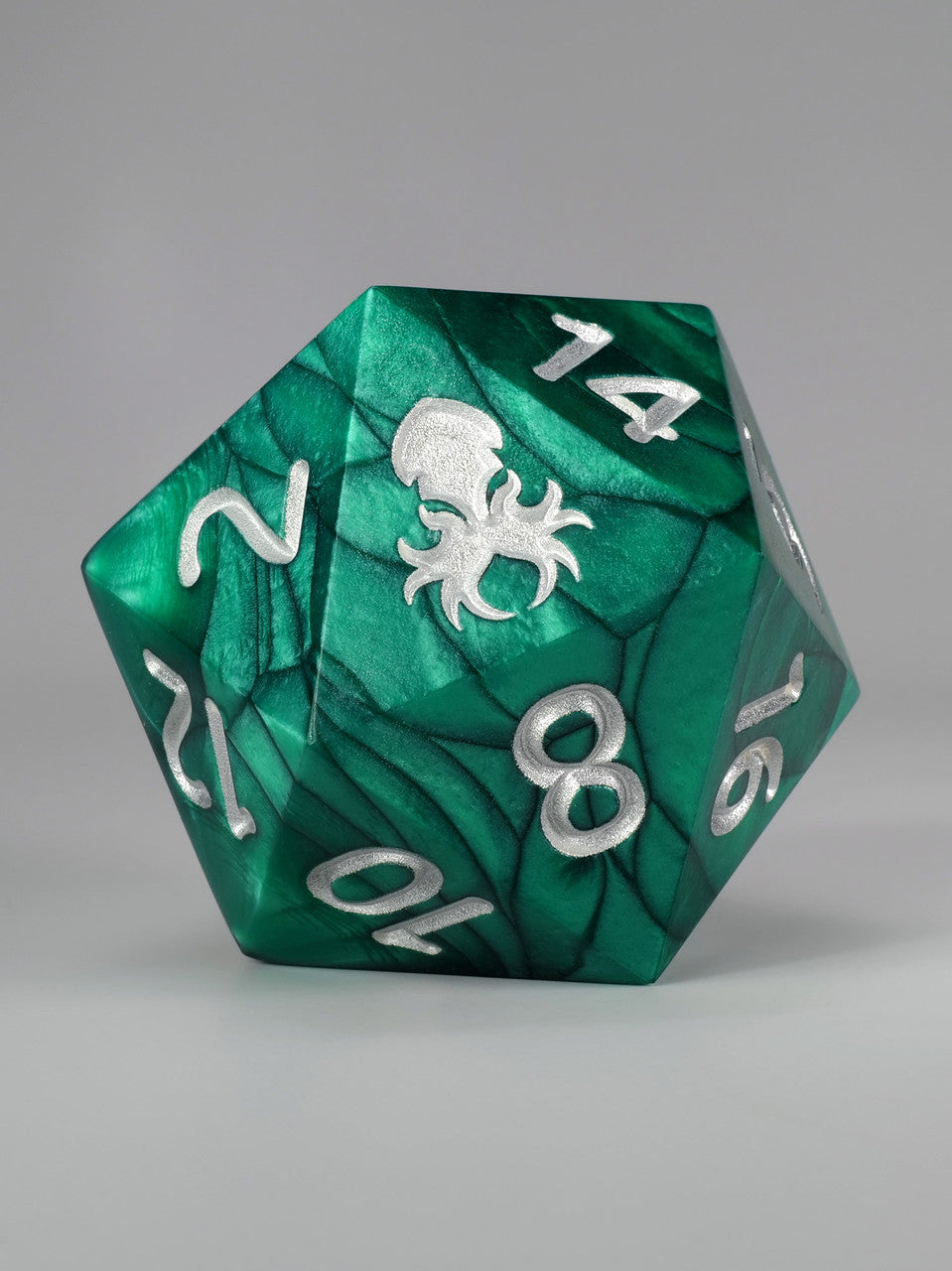 Green with Silver Ink Hand Polished Sharp Edge 55mm D20